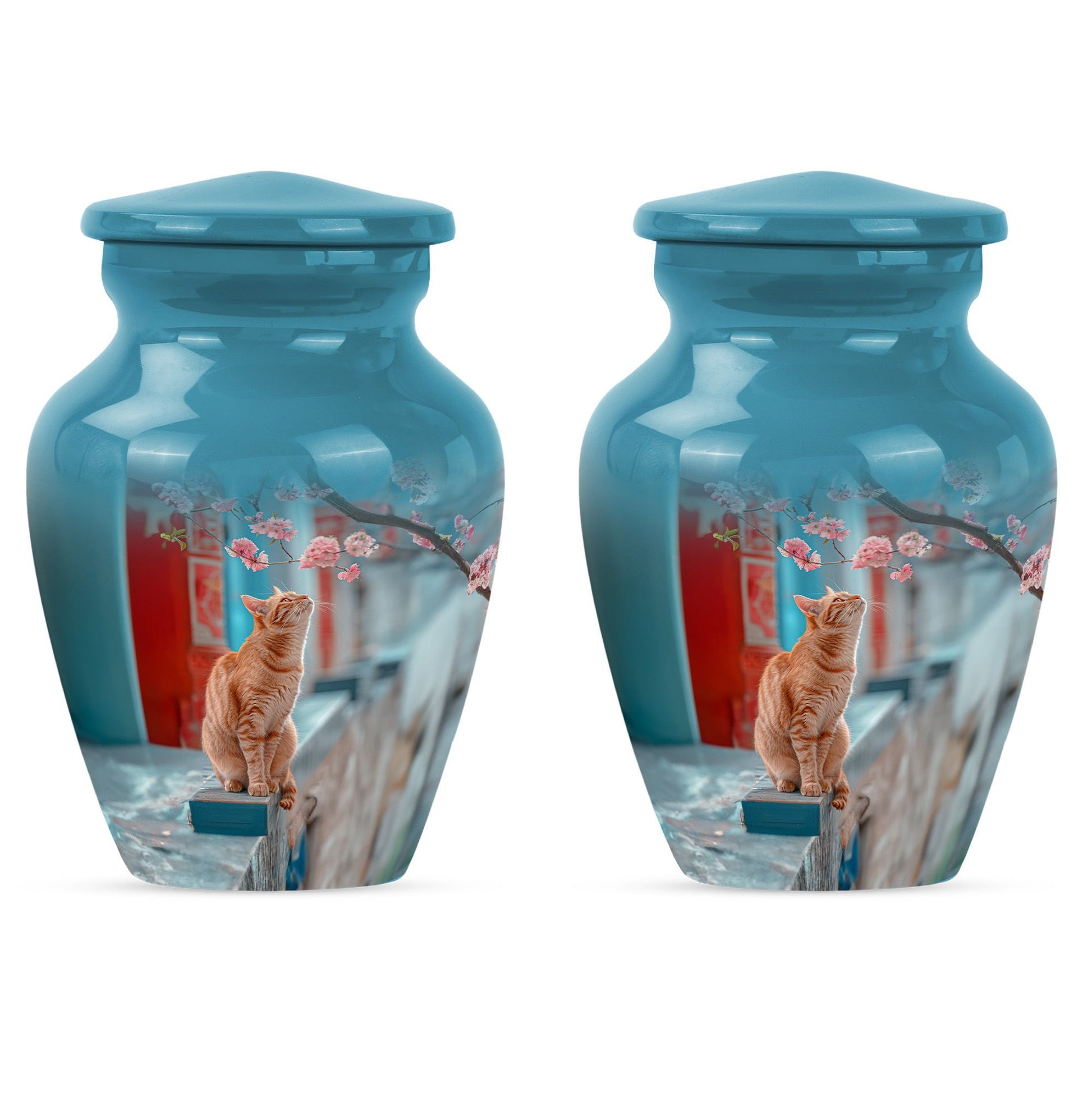 10-inch orange cat urn for cremation ashes