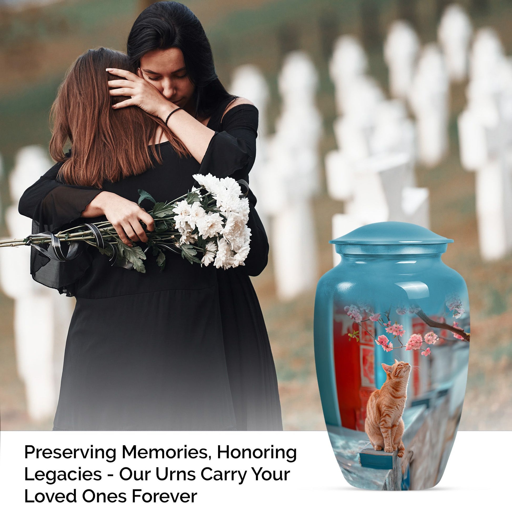 10-inch orange cat urn for cremation ashes