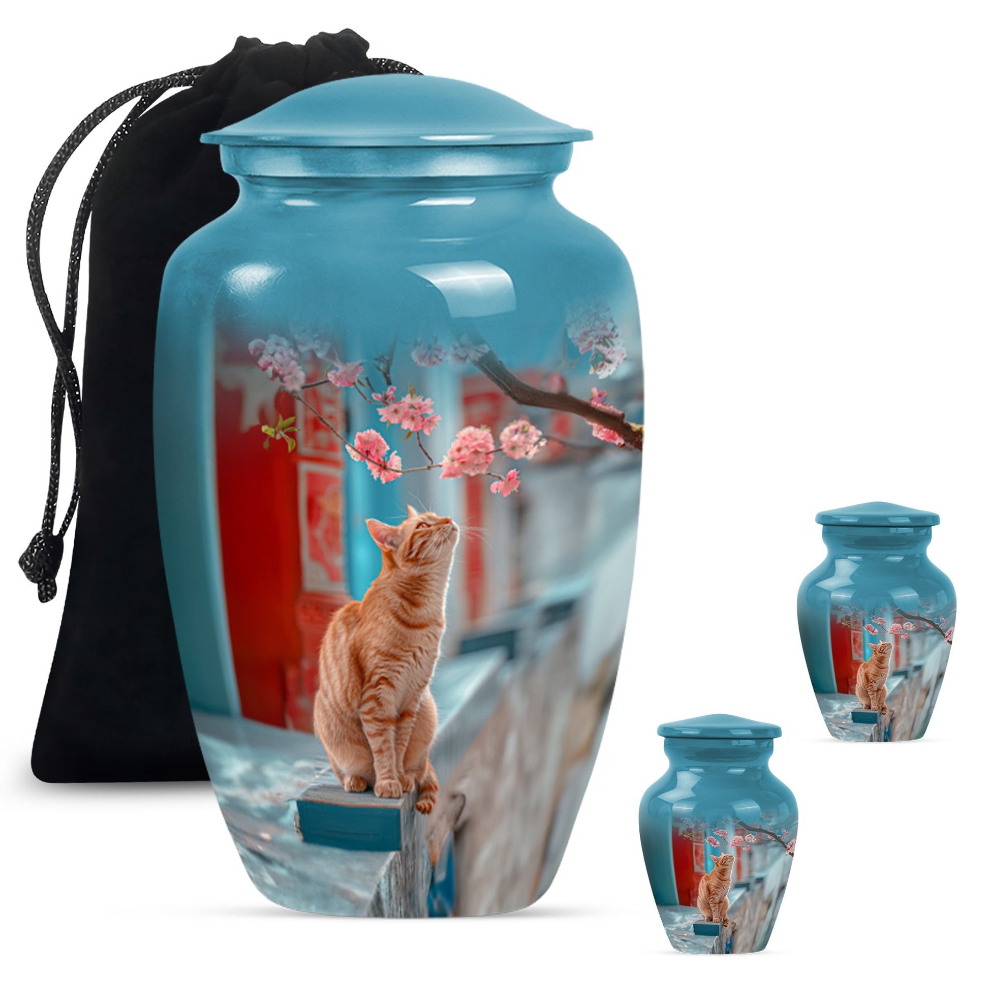 10-inch orange cat urn for cremation ashes