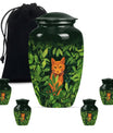 10-inch orange cat urn.