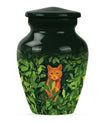 10-inch orange cat urn.