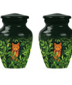 10-inch orange cat urn.