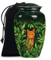 10-inch orange cat urn.