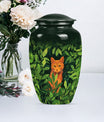 10-inch orange cat urn.