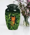 10-inch orange cat urn.