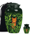 10-inch orange cat urn.