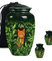 10-inch orange cat urn.