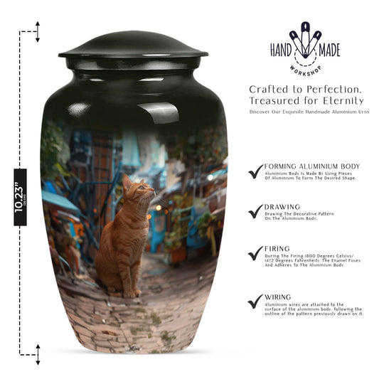 orange cat urn for ashes.