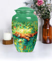 Classic 10-inch orange cat cremation urn.