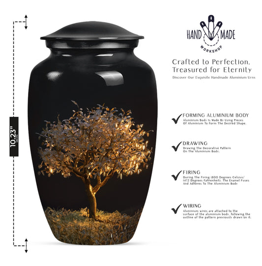 10-inch Classic Aluminium Tree of Life Urn for human ashes.