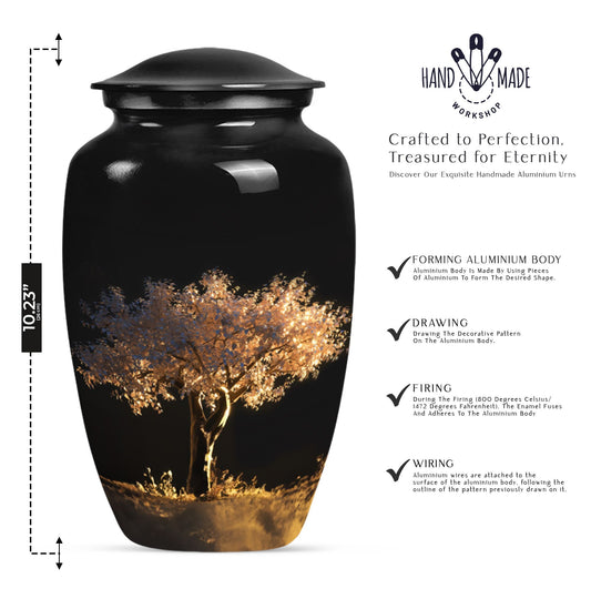 10-inch classic Tree of Life urn for adult human ashes.