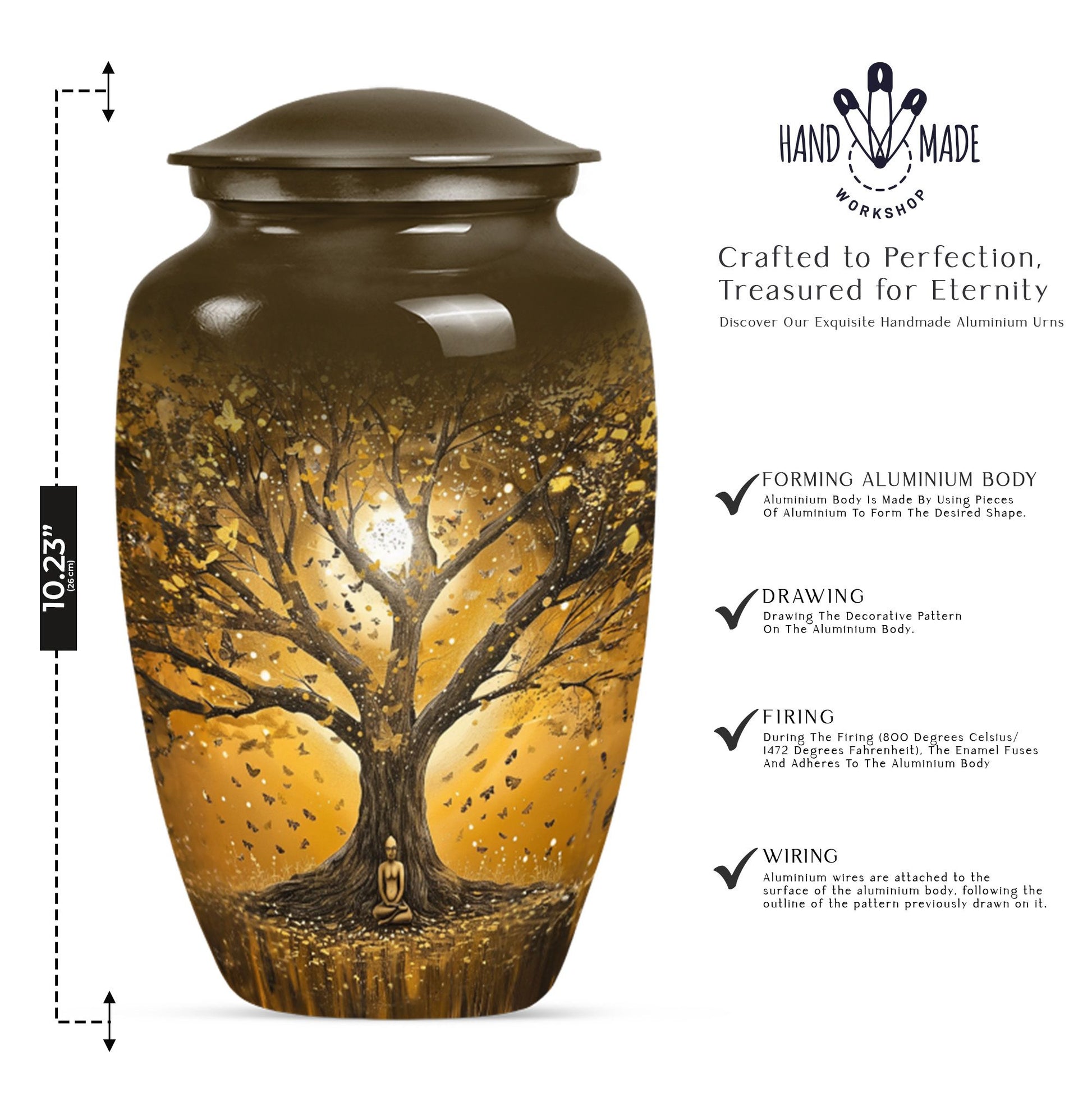 10-inch Tree of Life Urn, Classic Memorial Urn