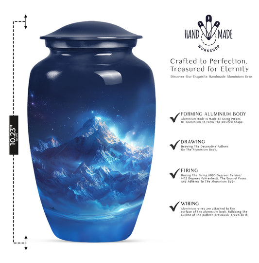 Classic 10 Inch Mountains Urn for ashes, Personalizable 