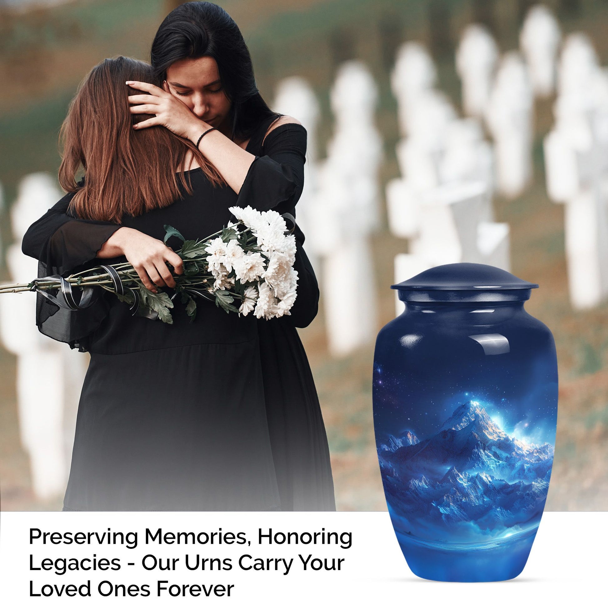 Classic 10 Inch Mountains Urn for ashes, Personalizable 