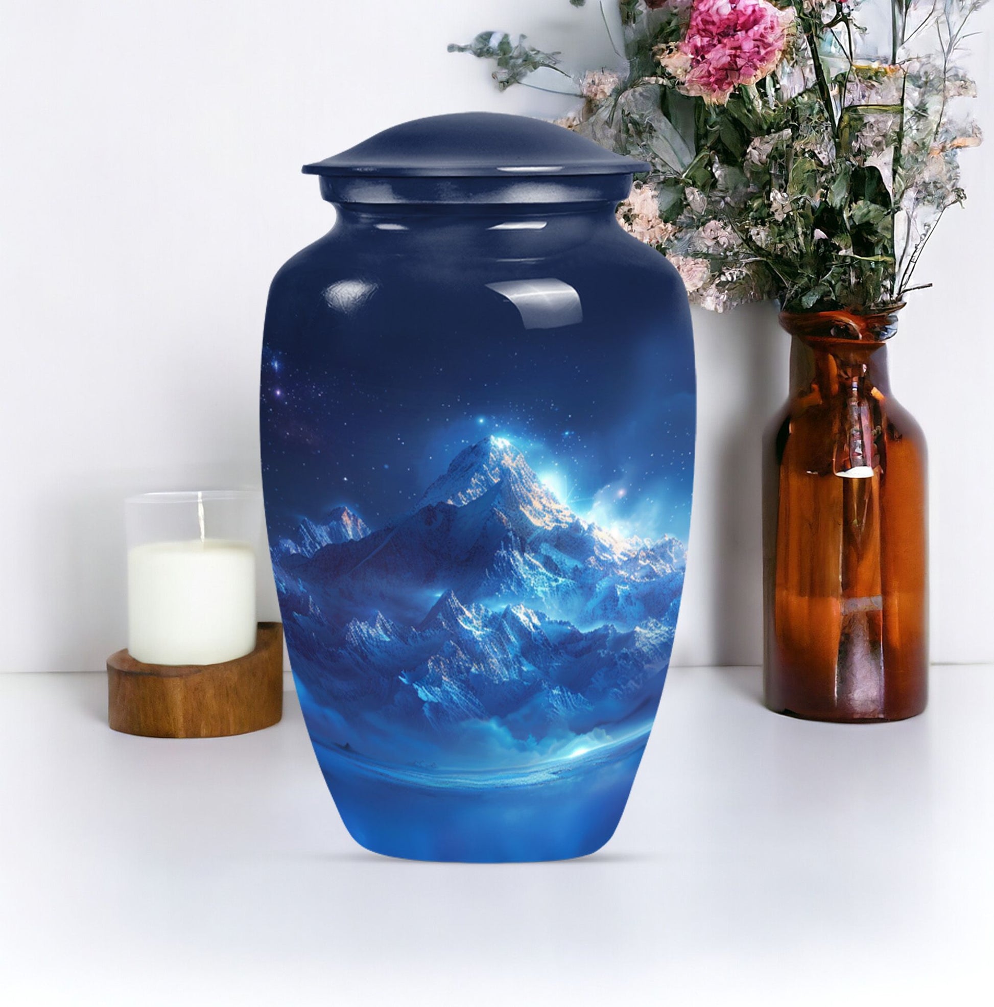 Classic 10 Inch Mountains Urn for ashes, Personalizable 