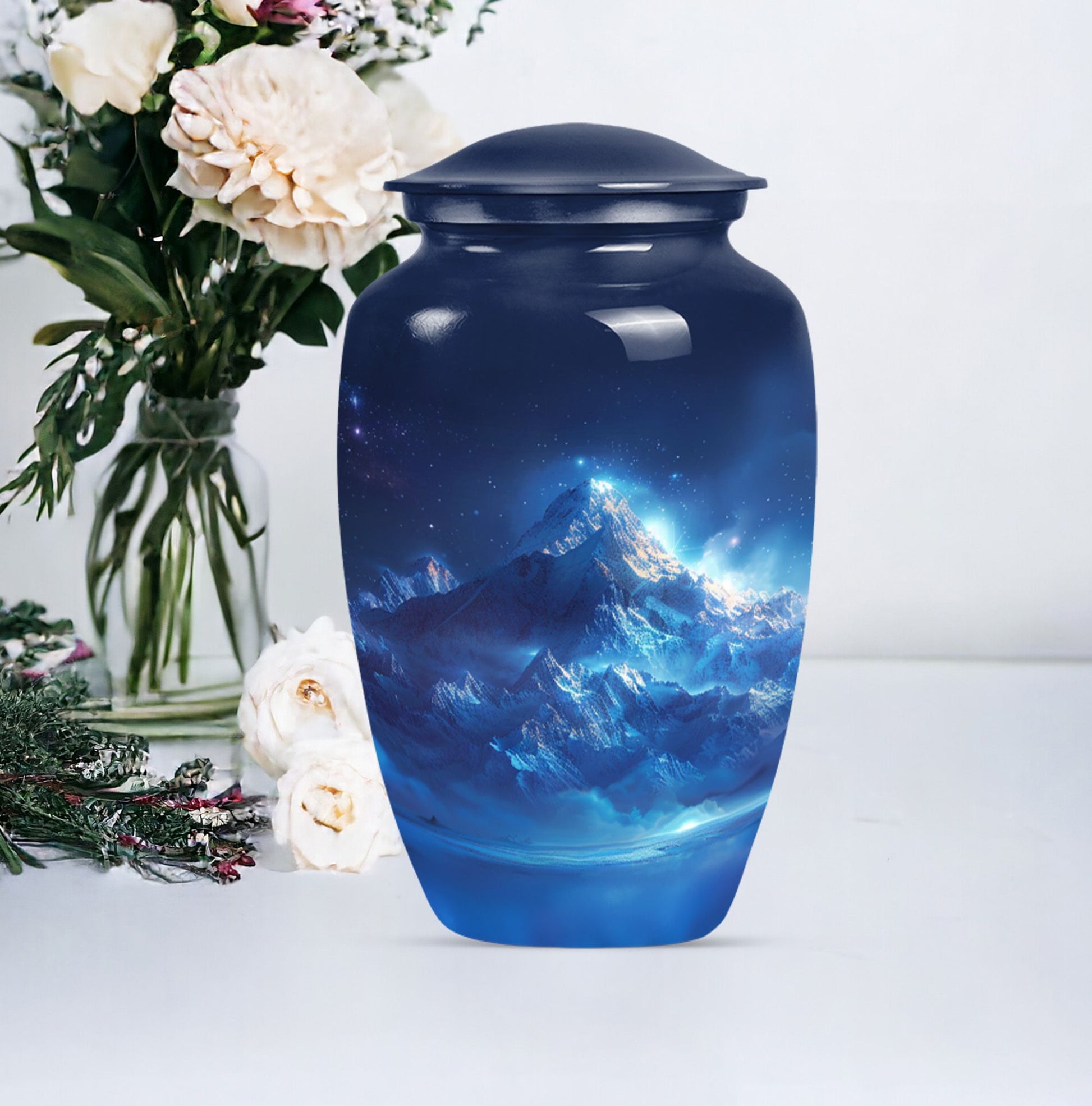 Classic 10 Inch Mountains Urn for ashes, Personalizable 