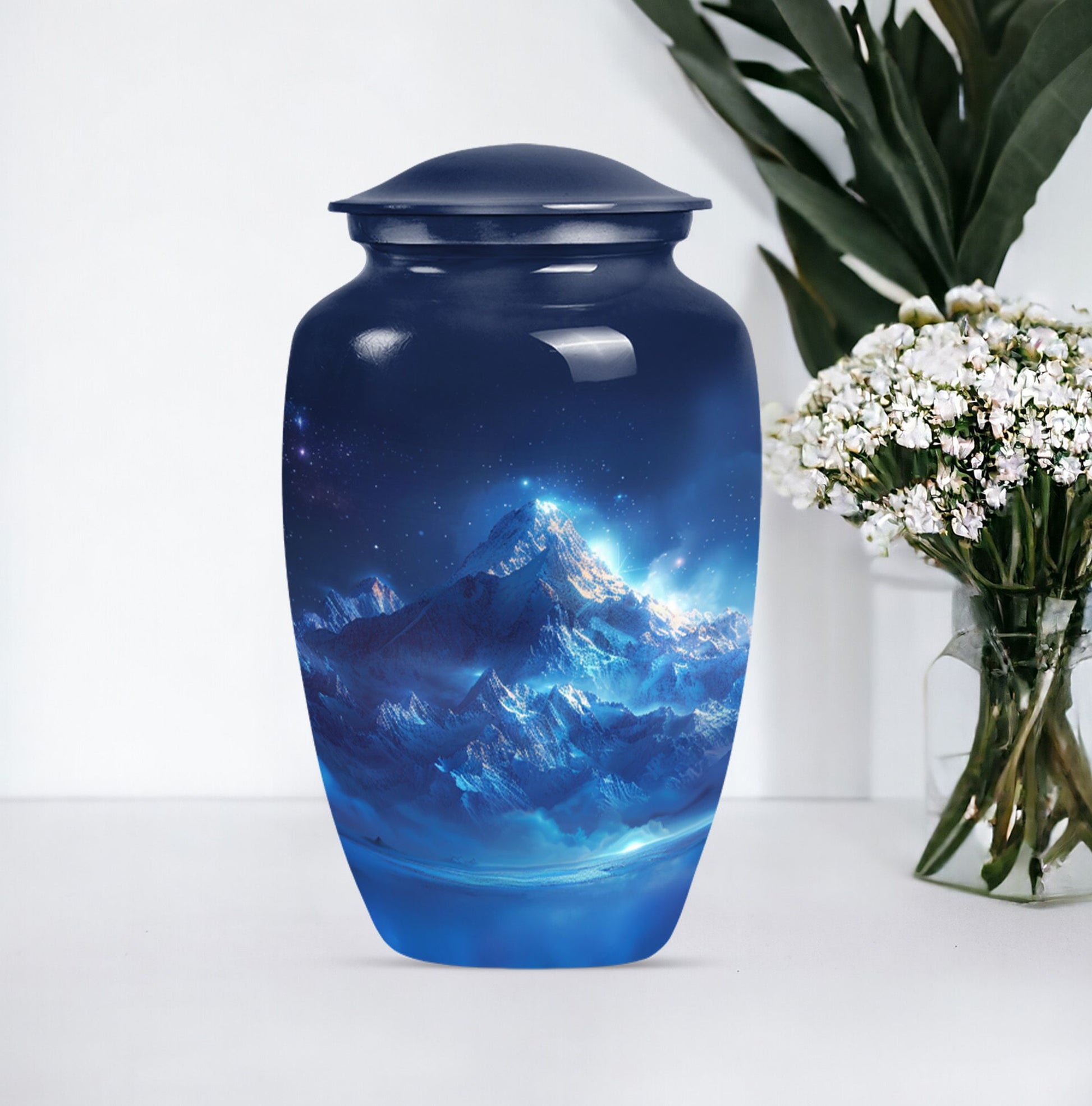 Classic 10 Inch Mountains Urn for ashes, Personalizable 