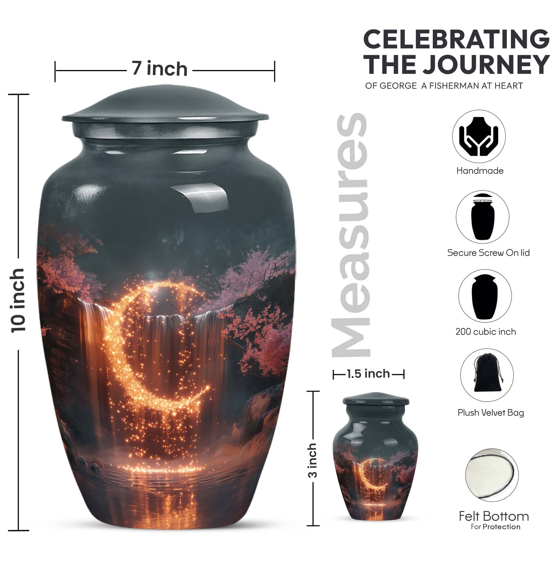 classic Lunar Urn, memorial urn for ground burial.