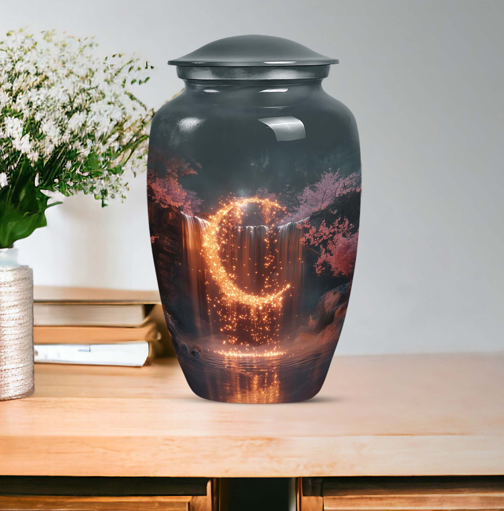 classic Lunar Urn, memorial urn for ground burial.