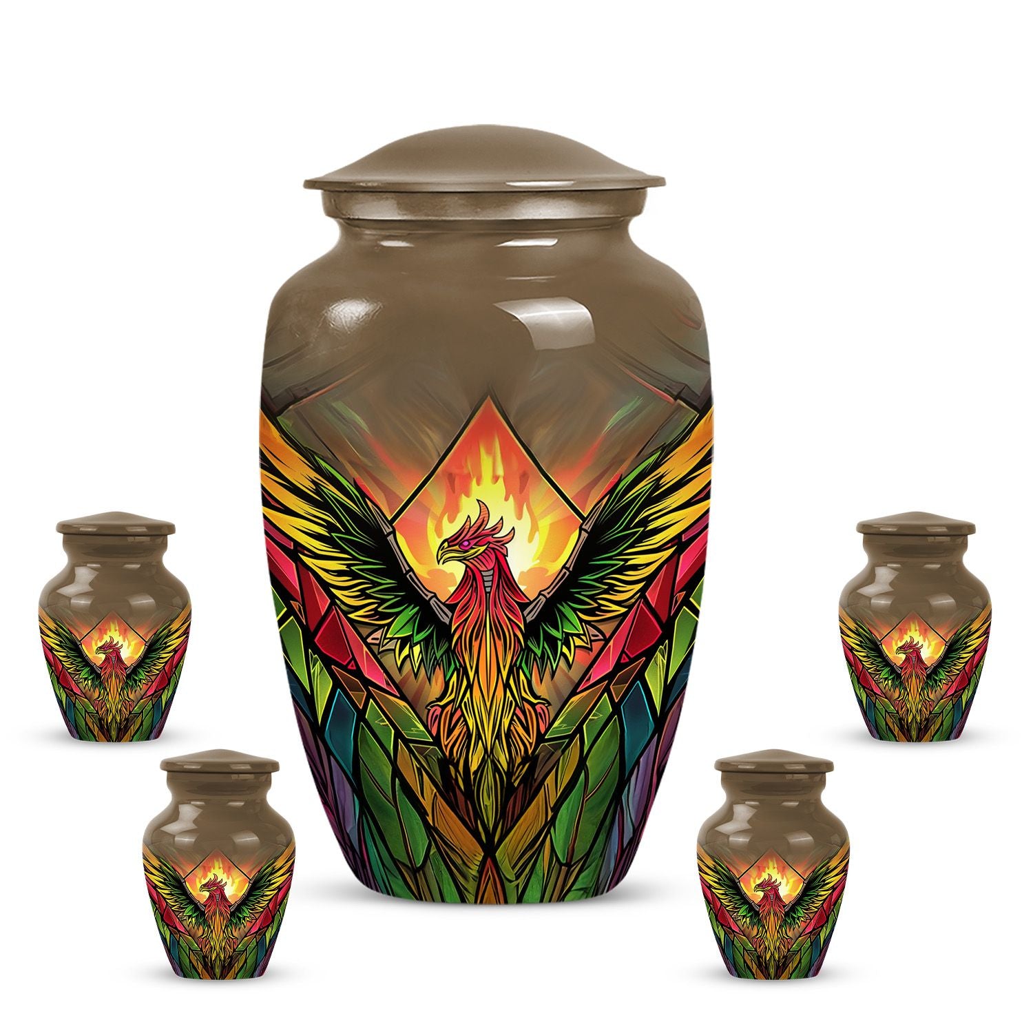 Classic phoenix urn in abstract design for human ashes