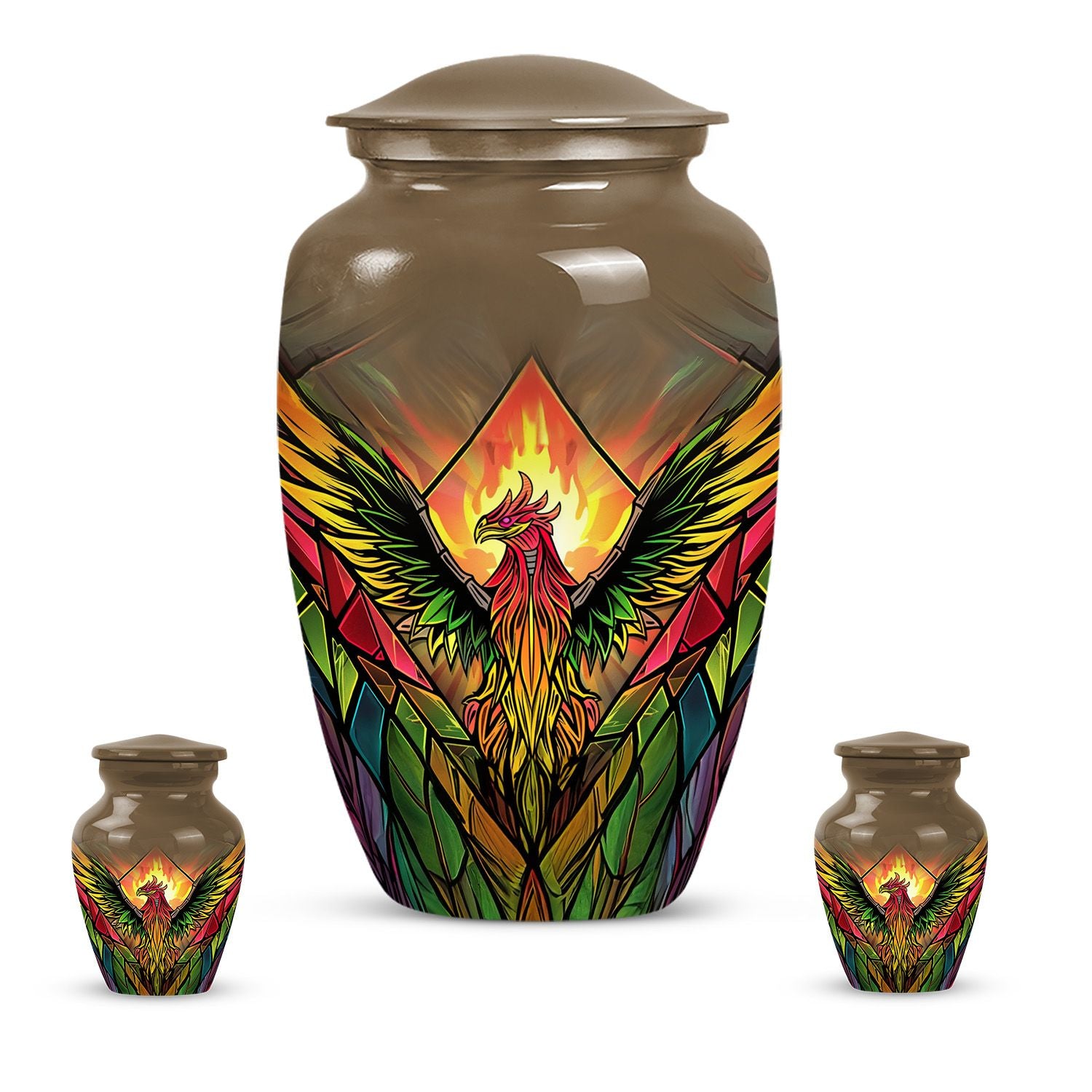 Classic phoenix urn in abstract design for human ashes