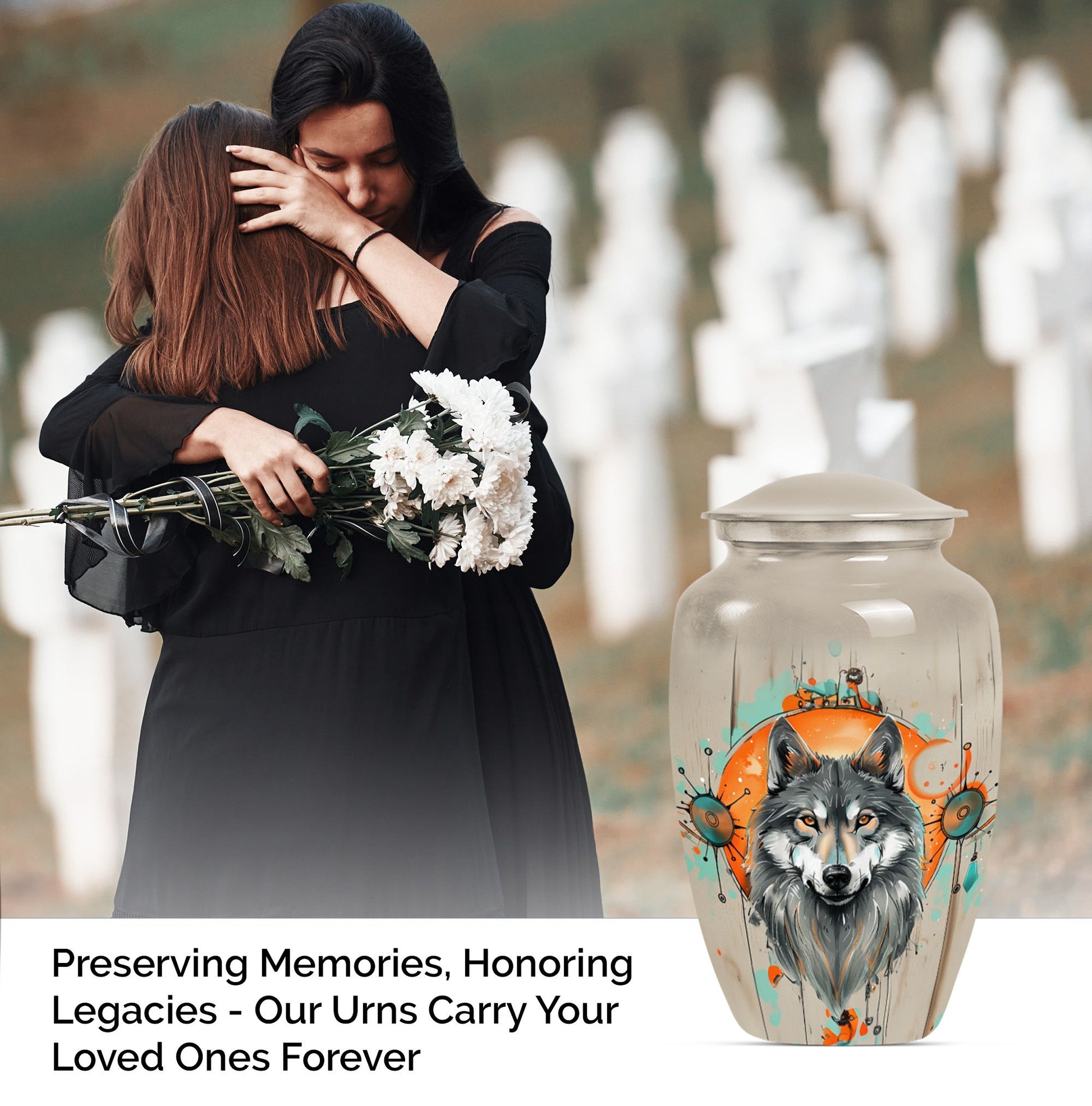 Classic 10-inch wolf Urn.