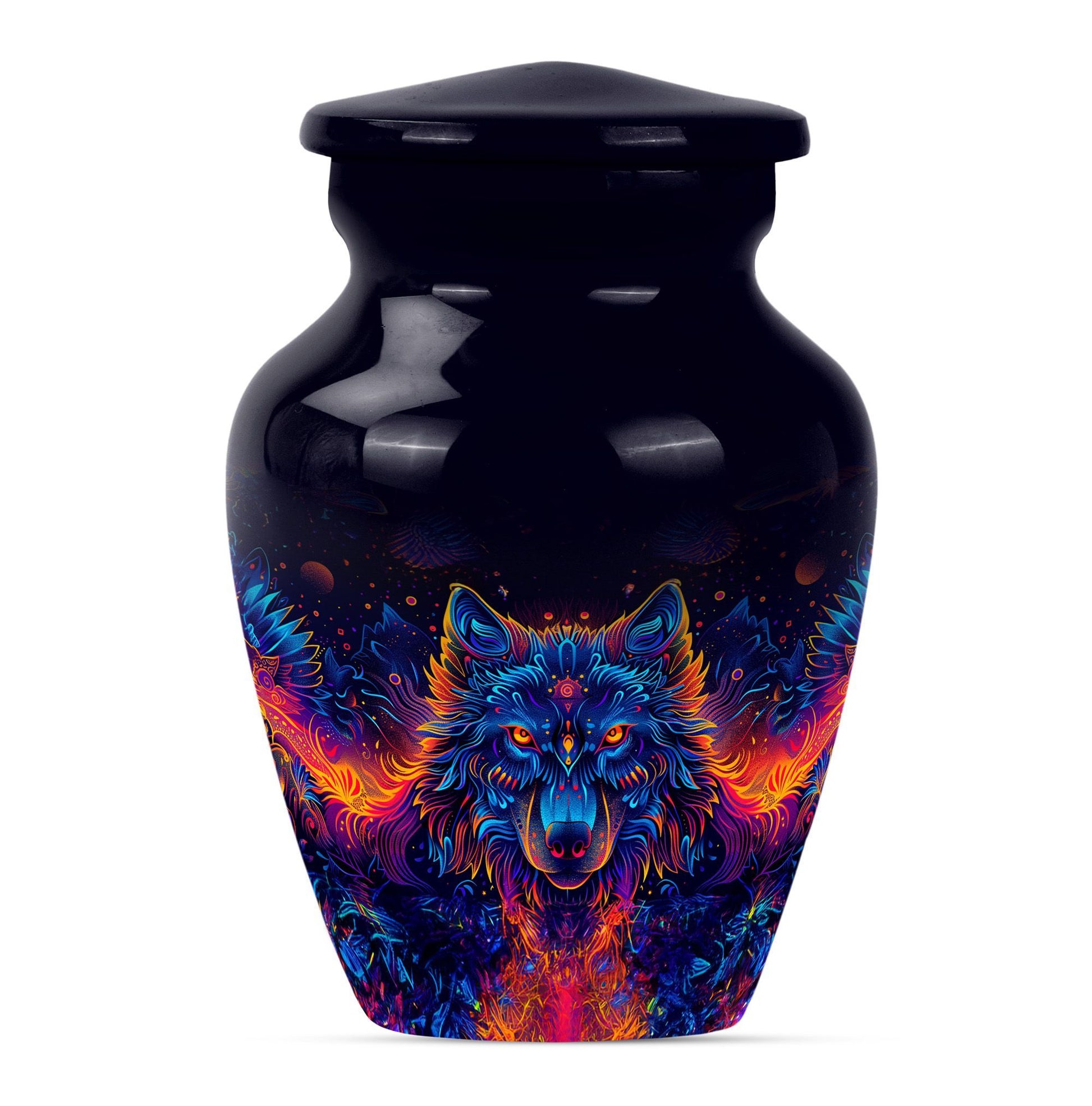 10-inch aluminium classic wolf urn for men's cremation ashes