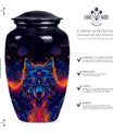 10-inch aluminium classic wolf urn for men's cremation ashes