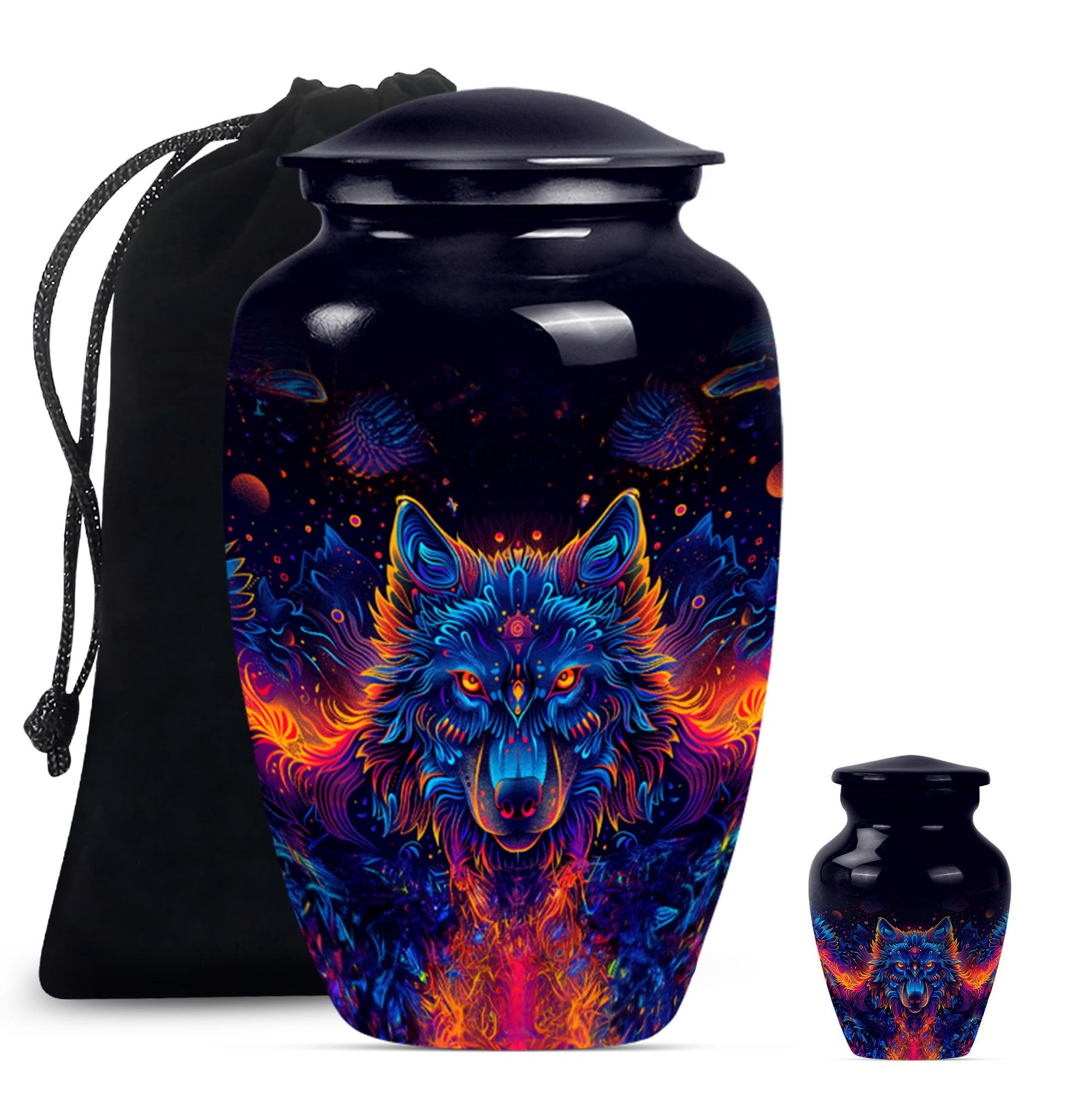 10-inch aluminium classic wolf urn for men's cremation ashes