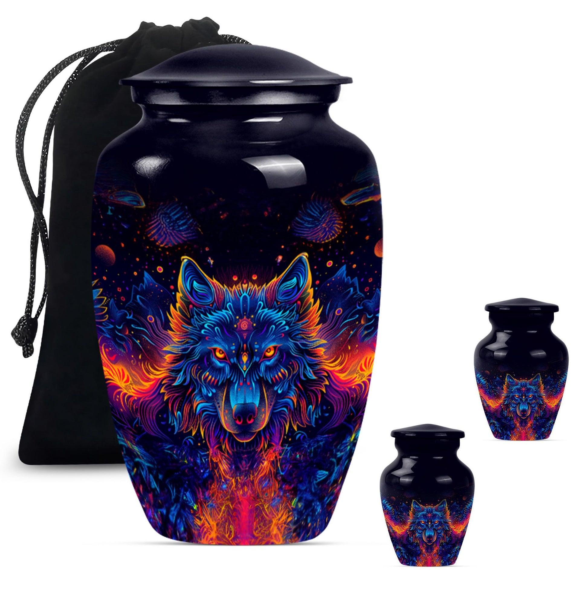 10-inch aluminium classic wolf urn for men's cremation ashes