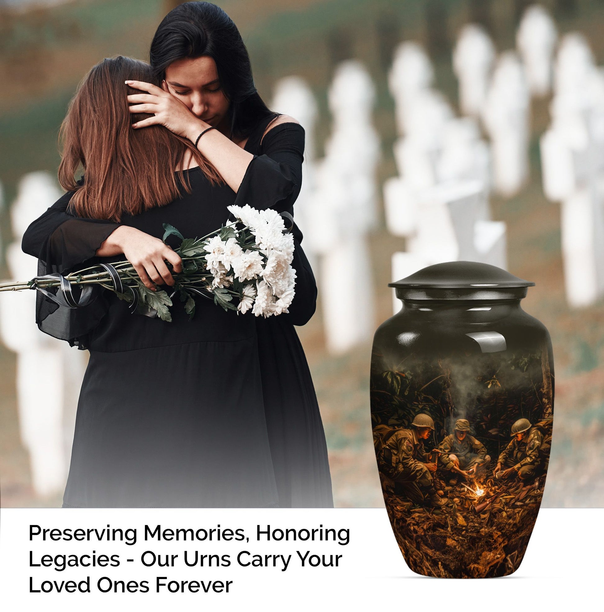 10-Inch classic military urn, memorial adult urn for ashes