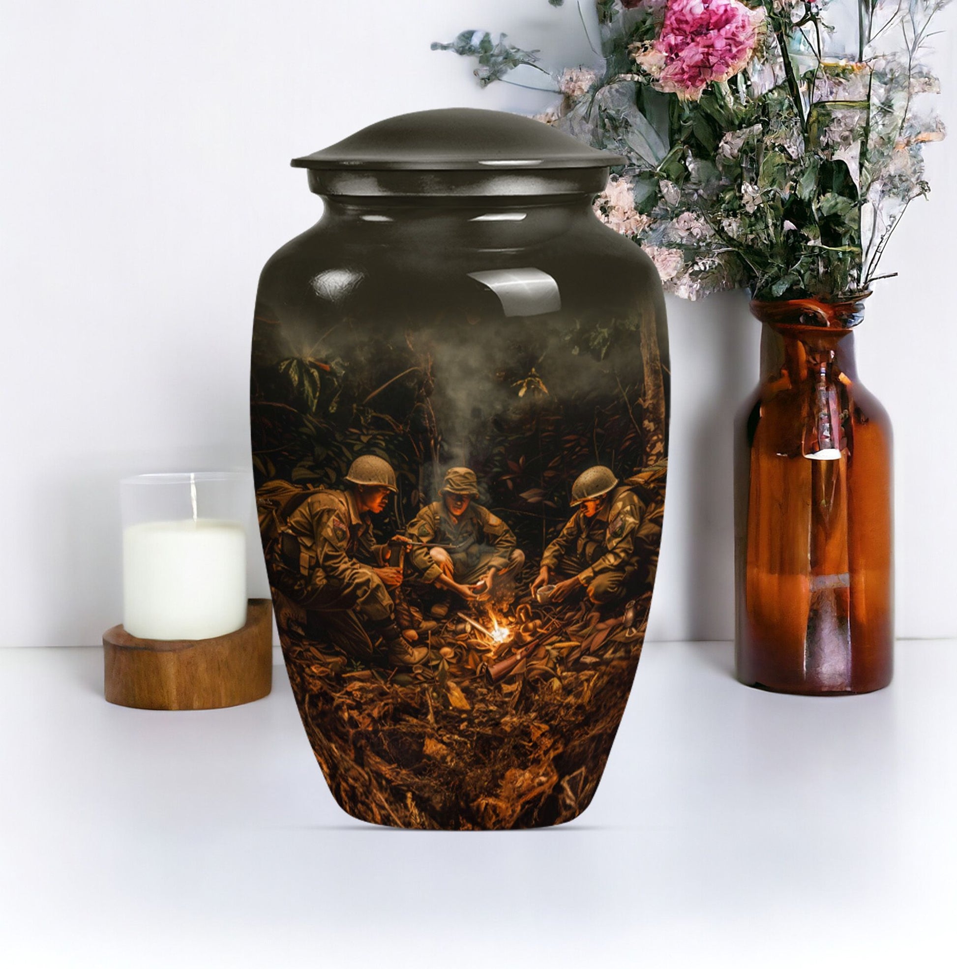 10-Inch classic military urn, memorial adult urn for ashes