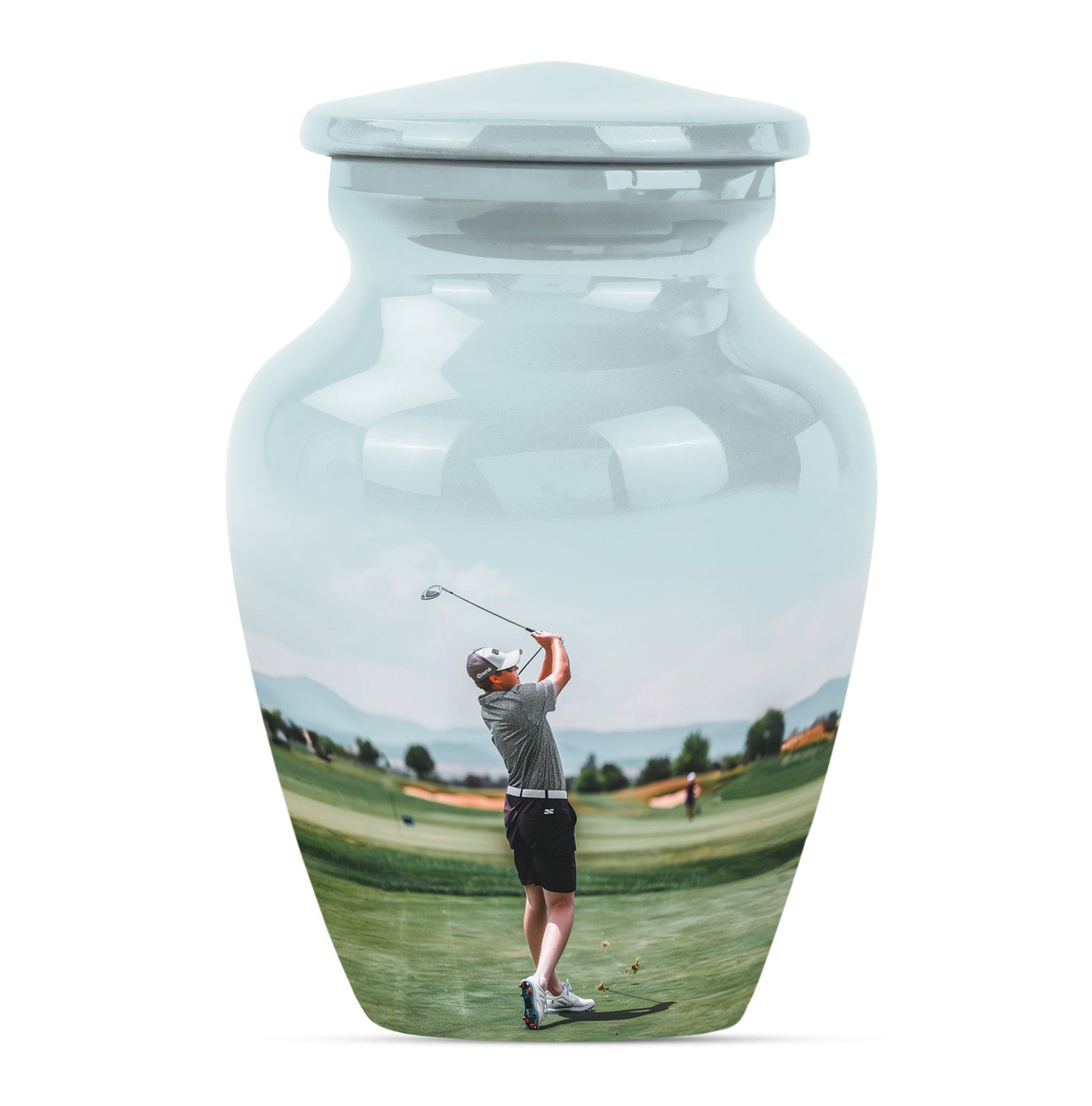 classic golf urn, large aluminium urn for ashes.