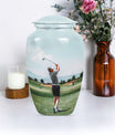 classic golf urn, large aluminium urn for ashes.