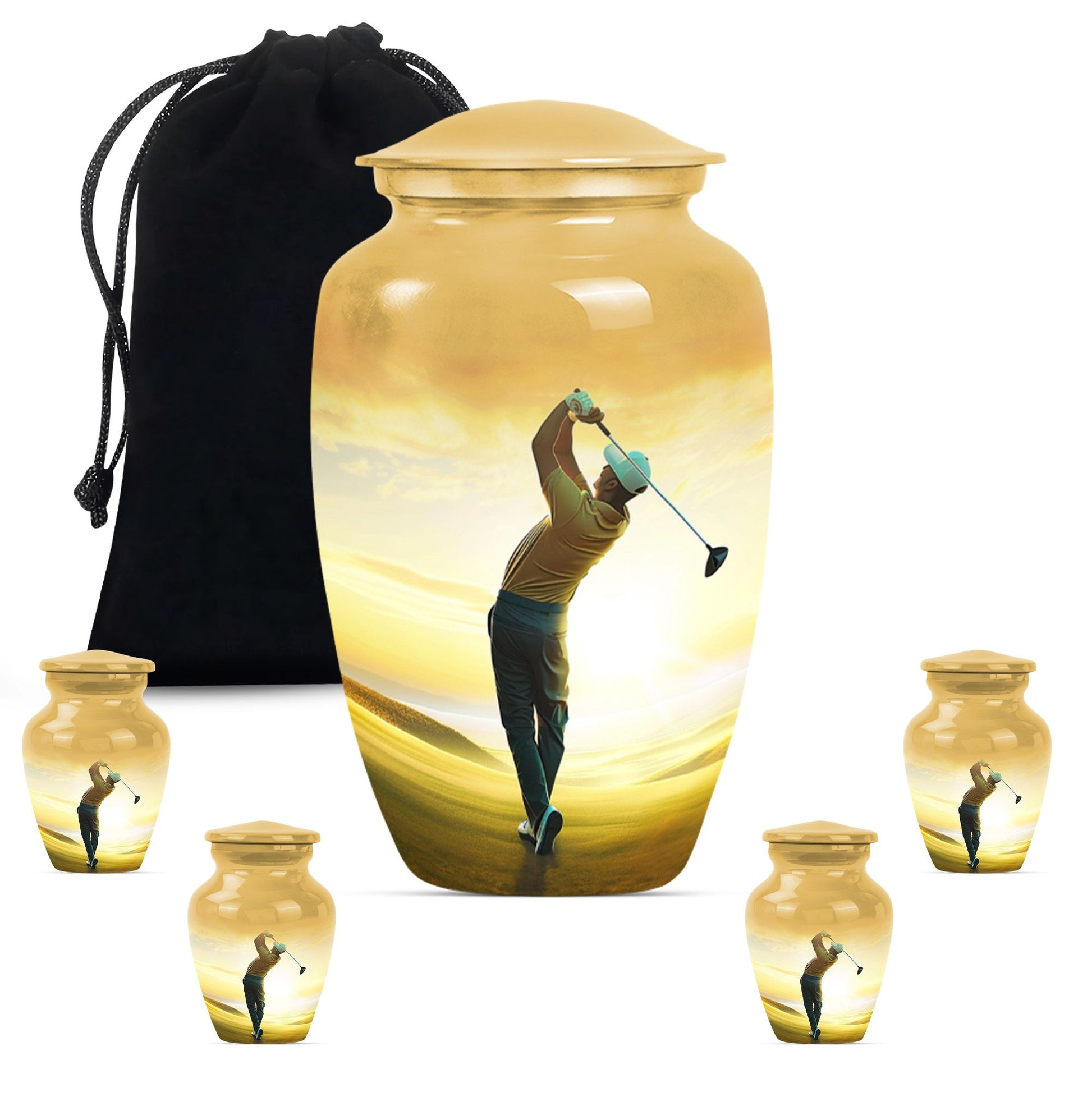 10-inch classic golf urn, large aluminium memorial urn.