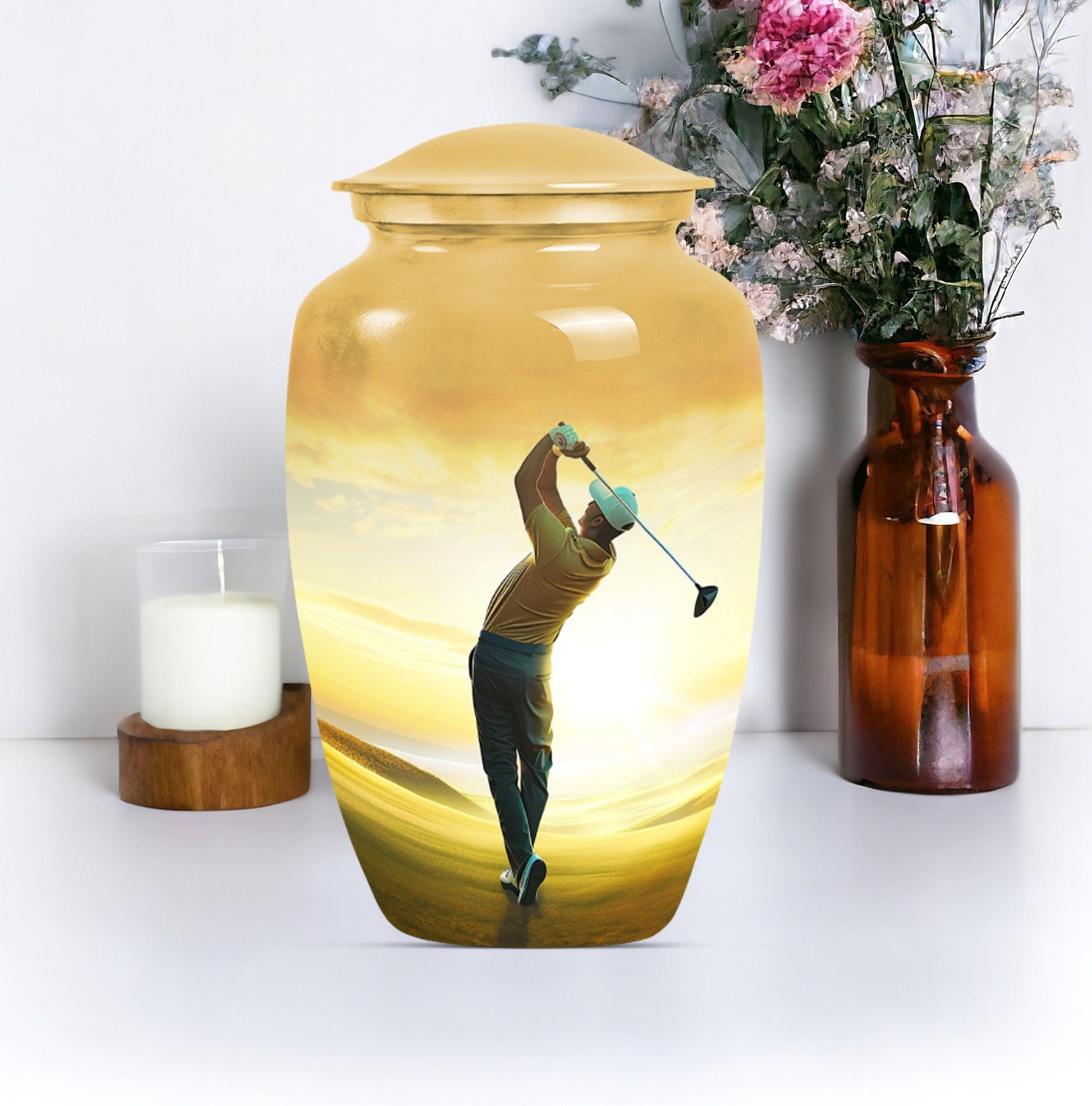 10-inch classic golf urn, large aluminium memorial urn.