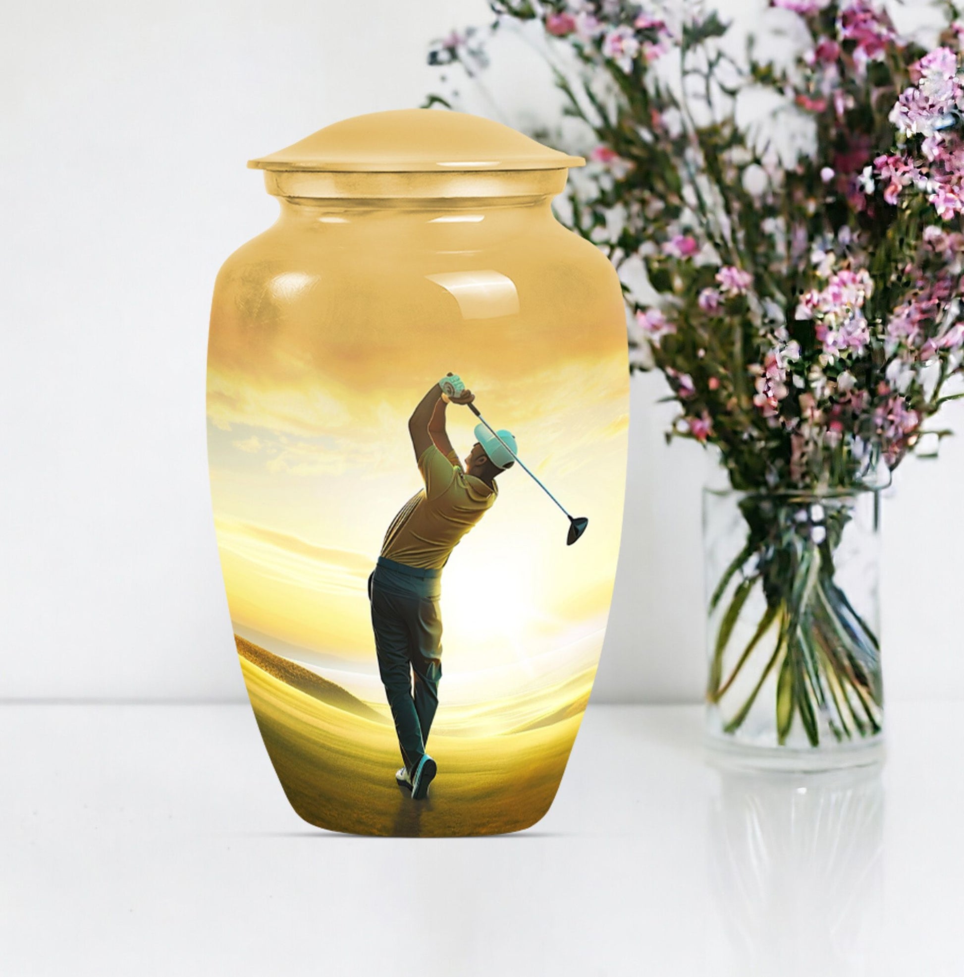 10-inch classic golf urn, large aluminium memorial urn.