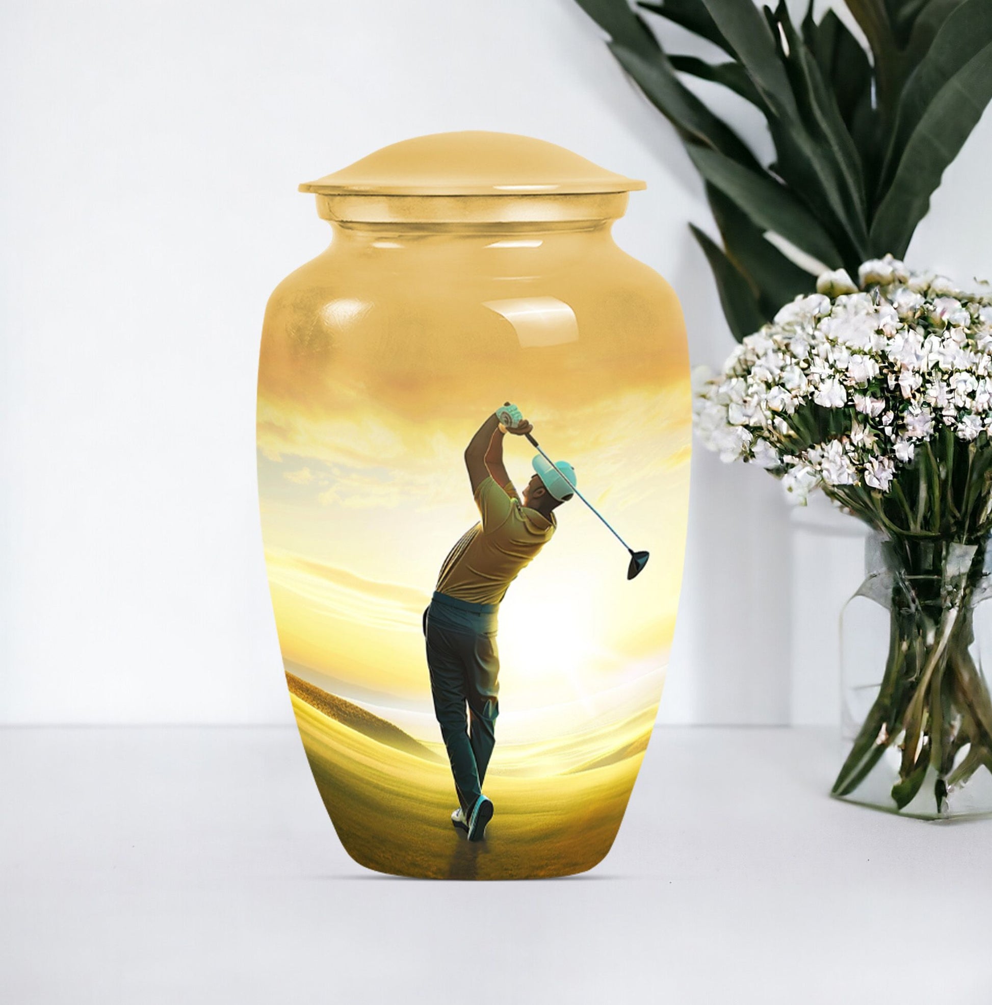 10-inch classic golf urn, large aluminium memorial urn.