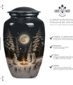 white bunny moon Urn, classic aluminium cremation urn.