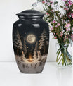 white bunny moon Urn, classic aluminium cremation urn.