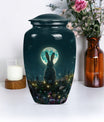 white bunny moon Urn, adult funeral ashes.