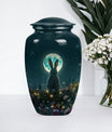 white bunny moon Urn, adult funeral ashes.