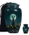 white bunny moon Urn, adult funeral ashes.