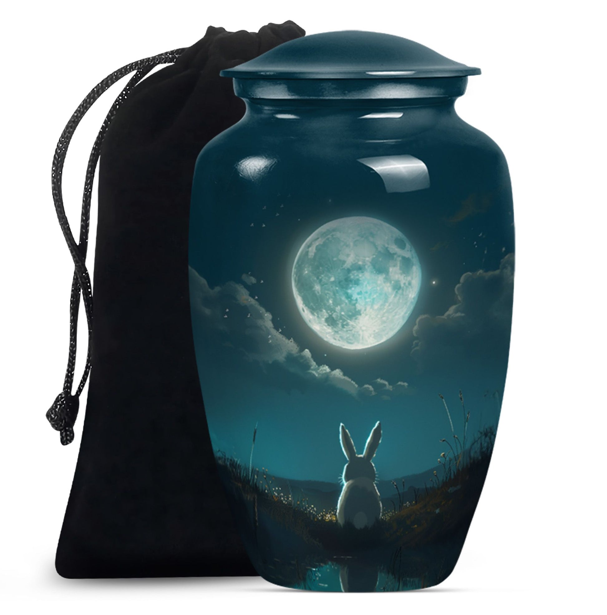 white bunny moon urn for women's cremation