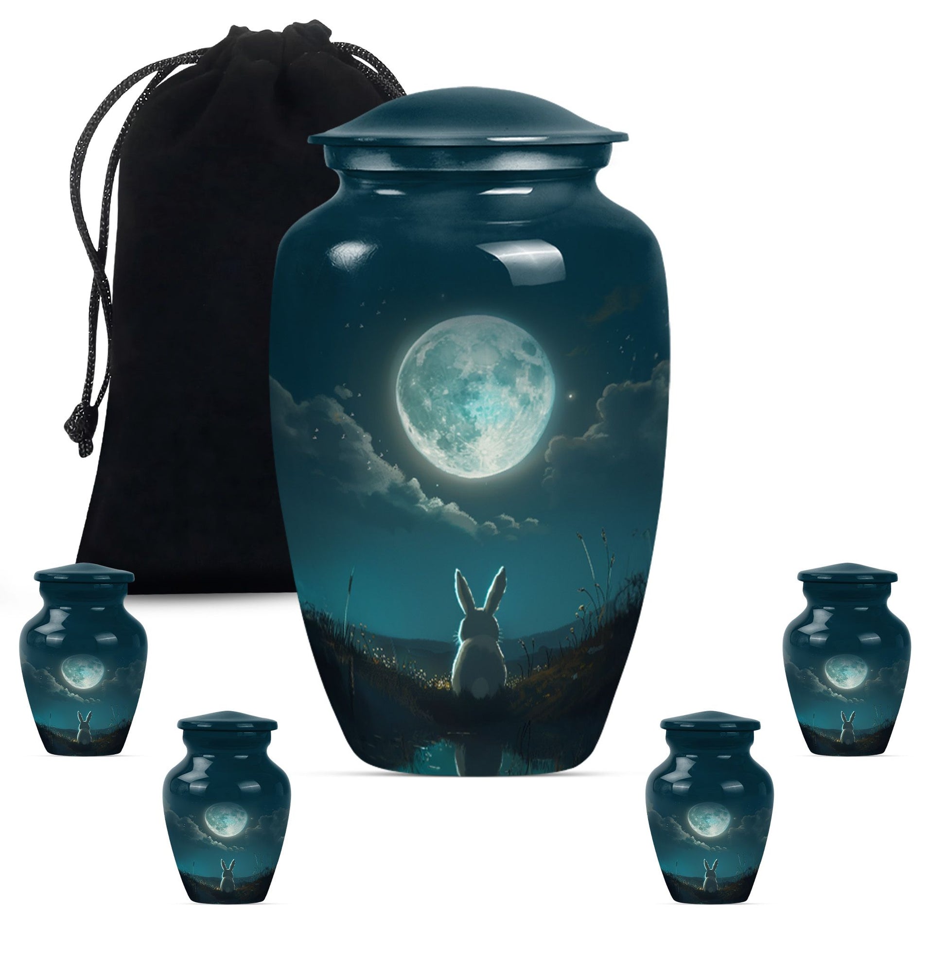 white bunny moon urn for women's cremation