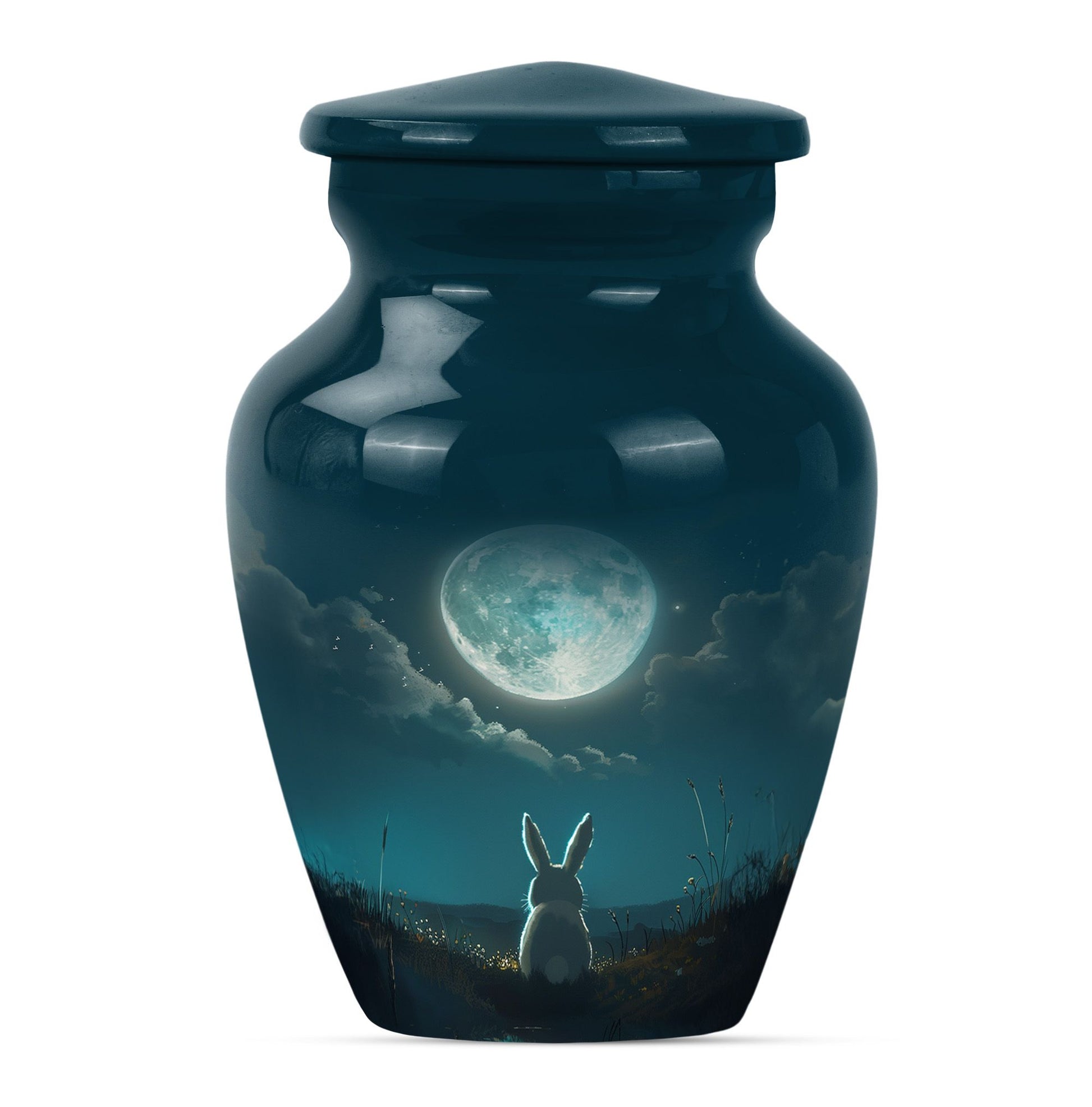 white bunny moon urn for women's cremation