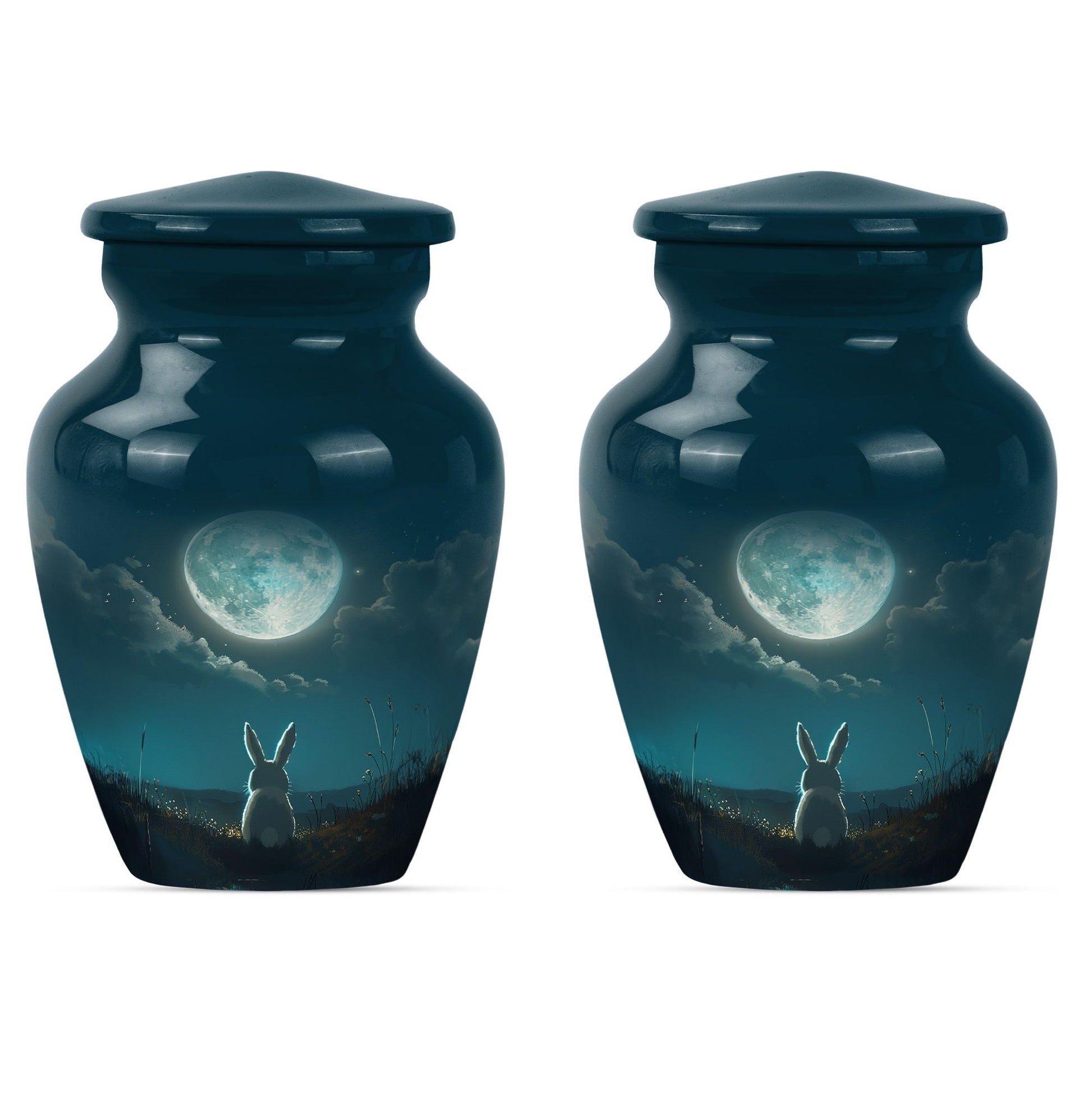 white bunny moon urn for women's cremation