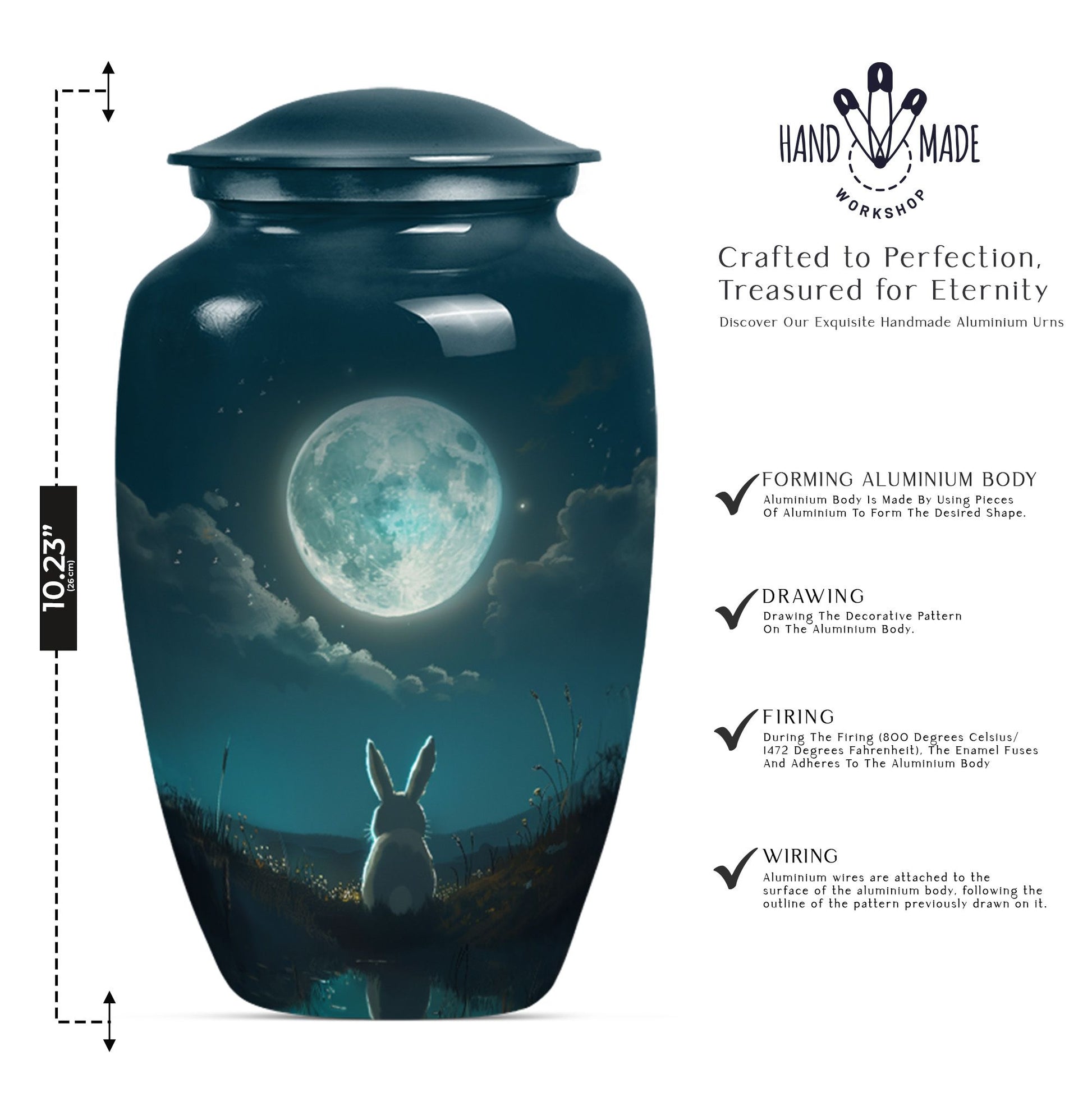 white bunny moon urn for women's cremation