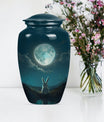 white bunny moon urn for women's cremation