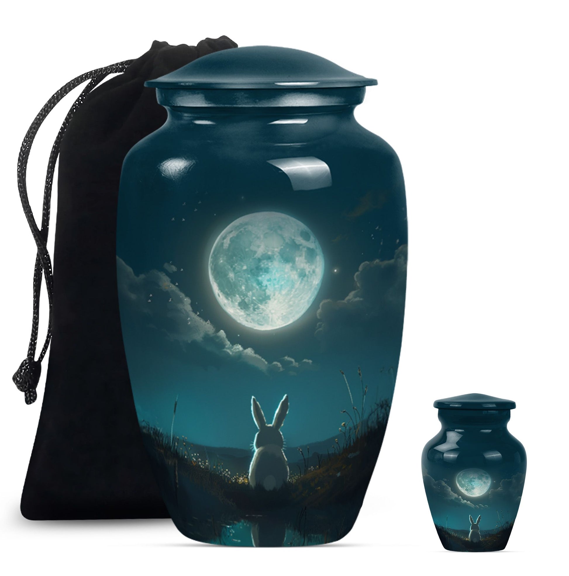 white bunny moon urn for women's cremation